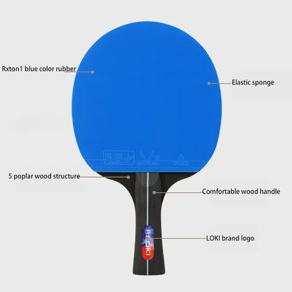 LOKI K5000 Table Tennis Racket Set 1Pc/2Pcs Home Entertainment Ping Pong Rackets with Blue Color Ping Pong Rubber