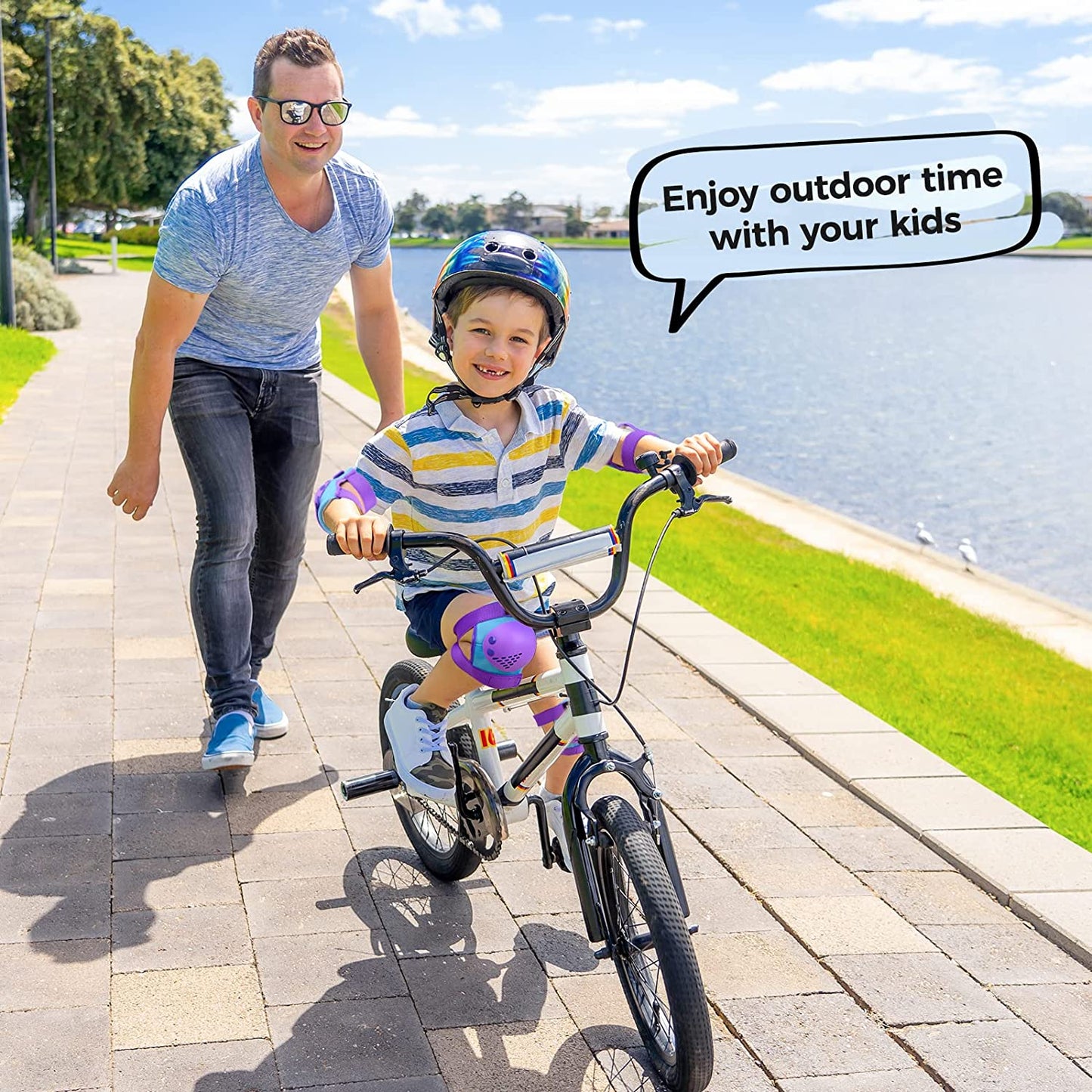 Kids/Youth Knee Pad Elbow Pads for Roller Skates Cycling BMX Bike Skateboard Inline Rollerblading, Skating Skatings Scooter Riding Sports