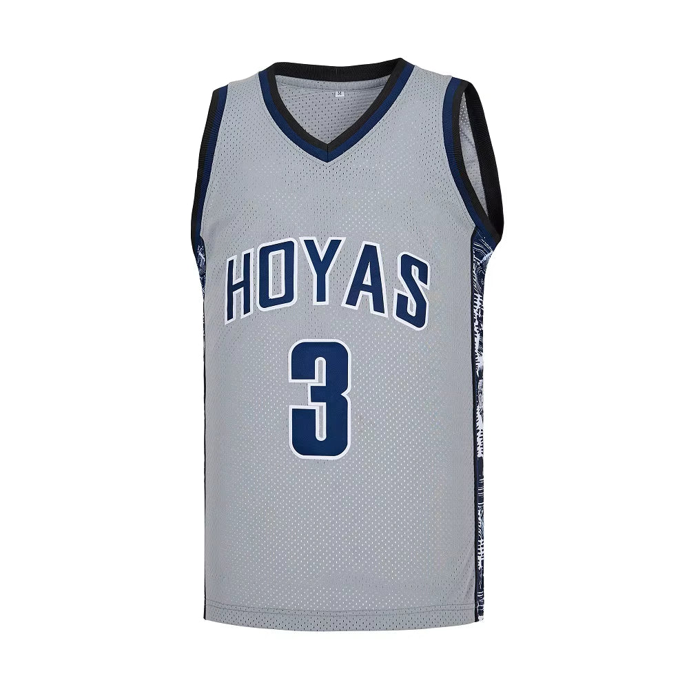 Basketball Jerseys High School GEORGETOWN 3 Iverson Jersey Sewing Embroidery Cheap High Quality Outdoor Sportswear Grey Blue