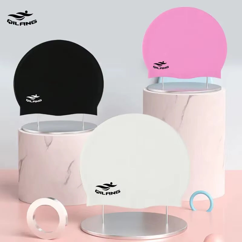 Waterproof Ear Protector with No Wut Head Silicone High Quality Swimming Cap for Children and Adults