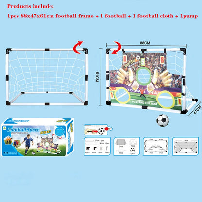 2In1 Mini Football Ball Goal Folding Post Net + Pump Kids Sport Indoor Outdoor Games Toys Kids Sports Training Equipment